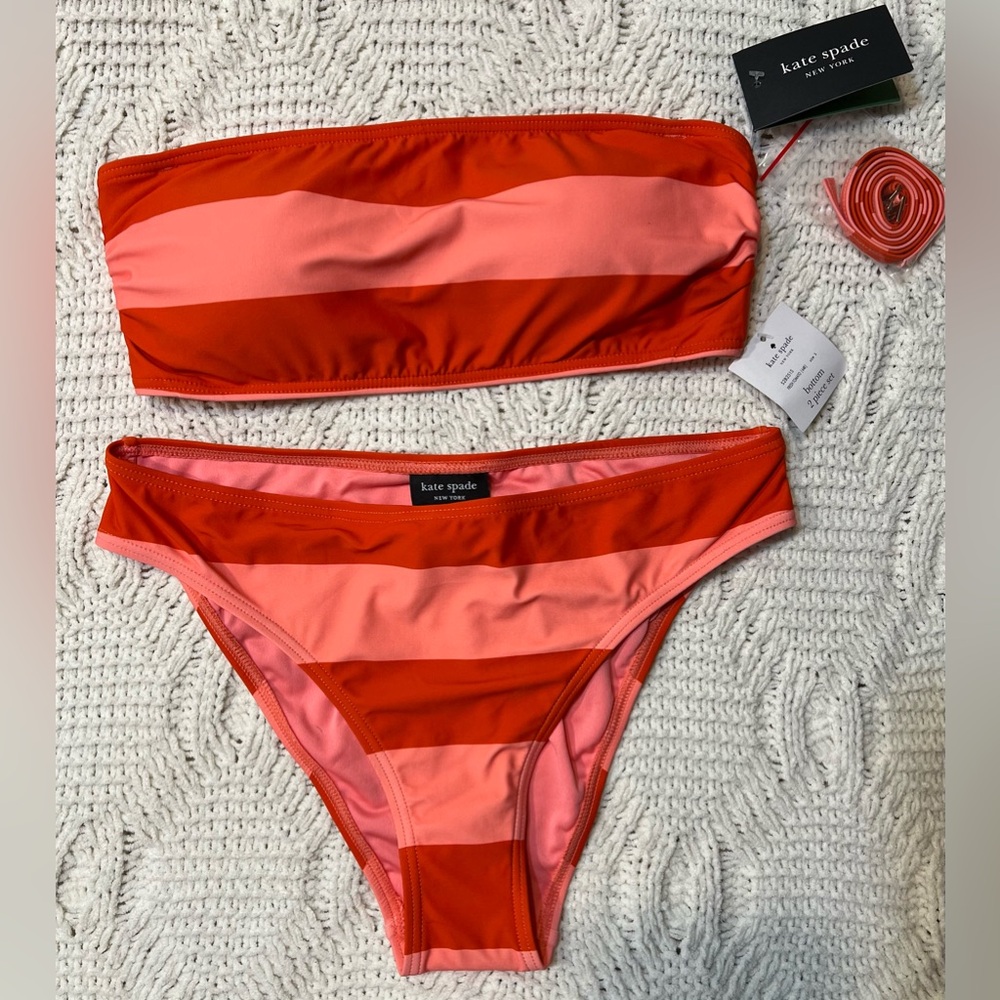 NWT Kate Spade Bold coral and orange Bikini